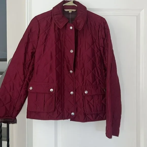 Women's Quilted Burgundy Burberry Jacket - Picture 2 of 5